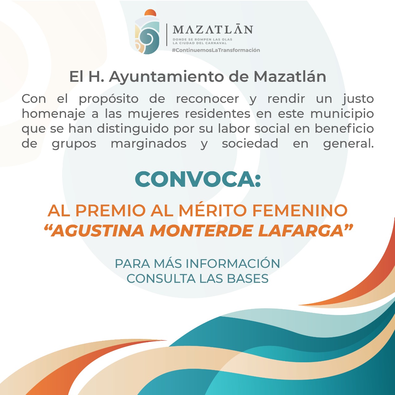 Gobierno de Mazatlán lanza Convocatoria al Mérito Femenino “Agustina Monterde Lafarga 2022”