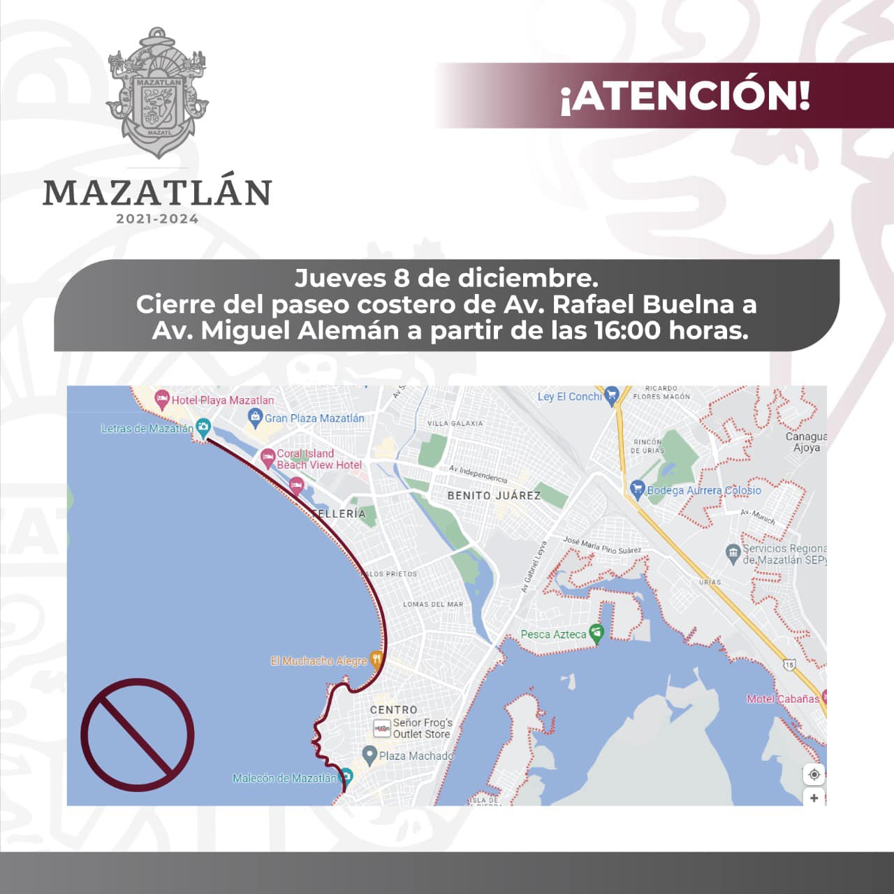 Por Desfile Navideño, hoy será cerrada la Avenida del Mar a partir de las 16:00 horas